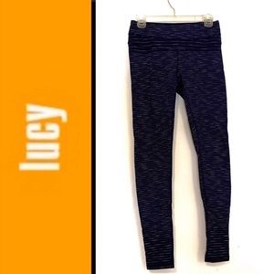 Lucy Athletic Navy and White Striped Leggings